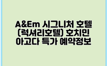 A&Em 시그니처 호텔 (럭셔리호텔) 호치민 아고다 특가 예약정보