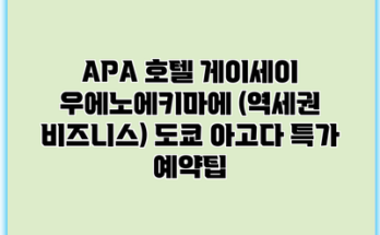 APA 호텔 게이세이 우에노에키마에 (역세권 비즈니스) 도쿄 아고다 특가 예약팁