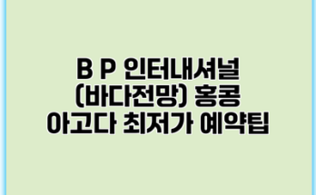 B P 인터내셔널 (바다전망) 홍콩 아고다 최저가 예약팁
