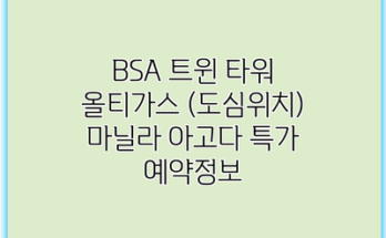 BSA 트윈 타워 올티가스 (도심위치) 마닐라 아고다 특가 예약정보