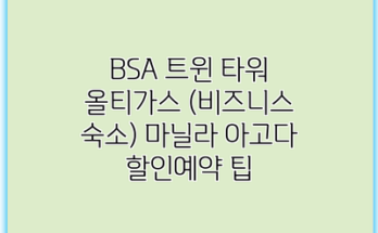 BSA 트윈 타워 올티가스 (비즈니스 숙소) 마닐라 아고다 할인예약 팁