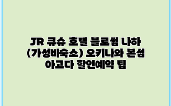 JR 큐슈 호텔 블로썸 나하 (가성비숙소) 오키나와 본섬 아고다 할인예약 팁