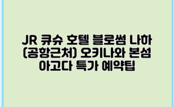JR 큐슈 호텔 블로썸 나하 (공항근처) 오키나와 본섬 아고다 특가 예약팁
