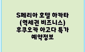S페리아 호텔 하카타 (역세권 비즈니스) 후쿠오카 아고다 특가 예약정보