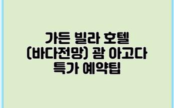가든 빌라 호텔 (바다전망) 괌 아고다 특가 예약팁
