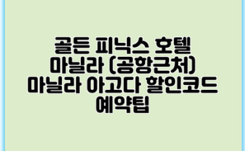 골든 피닉스 호텔 마닐라 (공항근처) 마닐라 아고다 할인코드 예약팁