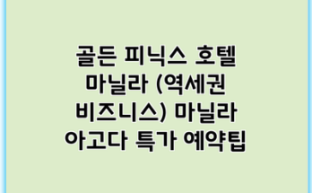 골든 피닉스 호텔 마닐라 (역세권 비즈니스) 마닐라 아고다 특가 예약팁