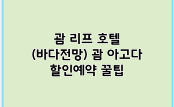 괌 리프 호텔 (바다전망) 괌 아고다 할인예약 꿀팁