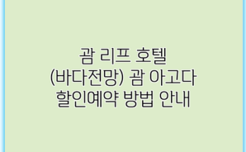 괌 리프 호텔 (바다전망) 괌 아고다 할인예약 방법 안내