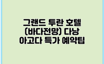 그랜드 투란 호텔 (바다전망) 다낭 아고다 특가 예약팁