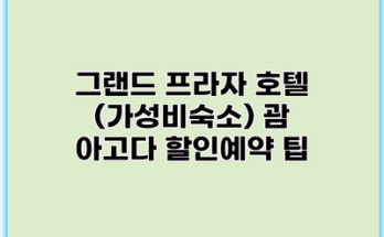 그랜드 프라자 호텔 (가성비숙소) 괌 아고다 할인예약 팁
