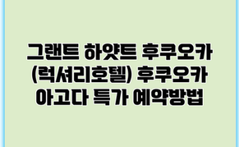 그랜트 하얏트 후쿠오카 (럭셔리호텔) 후쿠오카 아고다 특가 예약방법