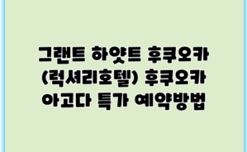 그랜트 하얏트 후쿠오카 (럭셔리호텔) 후쿠오카 아고다 특가 예약방법