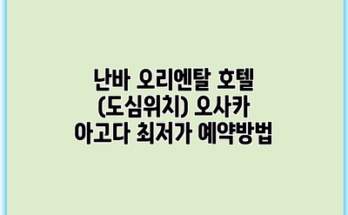 난바 오리엔탈 호텔 (도심위치) 오사카 아고다 최저가 예약방법