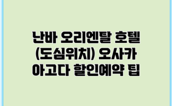 난바 오리엔탈 호텔 (도심위치) 오사카 아고다 할인예약 팁