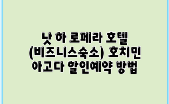 낫 하 로페라 호텔 (비즈니스숙소) 호치민 아고다 할인예약 방법