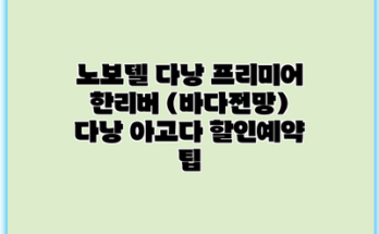 노보텔 다낭 프리미어 한리버 (바다전망) 다낭 아고다 할인예약 팁