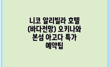 니코 알리빌라 호텔 (바다전망) 오키나와 본섬 아고다 특가 예약팁