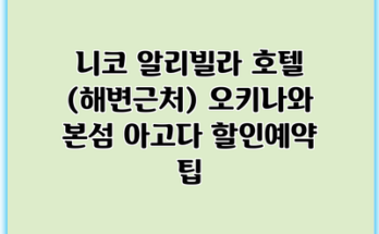 니코 알리빌라 호텔 (해변근처) 오키나와 본섬 아고다 할인예약 팁