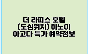 더 라피스 호텔 (도심위치) 하노이 아고다 특가 예약정보