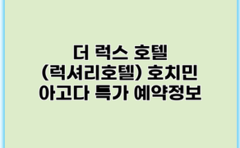 더 럭스 호텔 (럭셔리호텔) 호치민 아고다 특가 예약정보