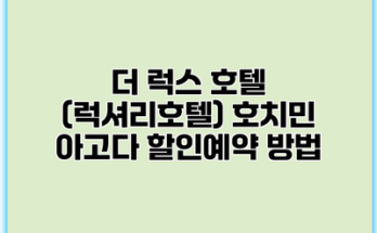 더 럭스 호텔 (럭셔리호텔) 호치민 아고다 할인예약 방법