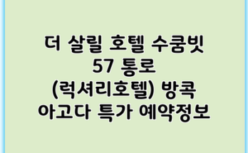 더 살릴 호텔 수쿰빗 57 통로 (럭셔리호텔) 방콕 아고다 특가 예약정보