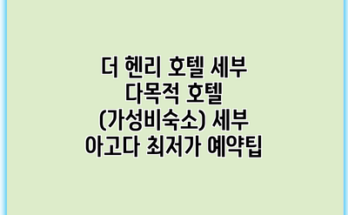 더 헨리 호텔 세부 다목적 호텔 (가성비숙소) 세부 아고다 최저가 예약팁