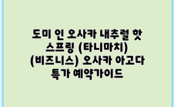 도미 인 오사카 내추럴 핫 스프링 (타니마치) (비즈니스) 오사카 아고다 특가 예약가이드