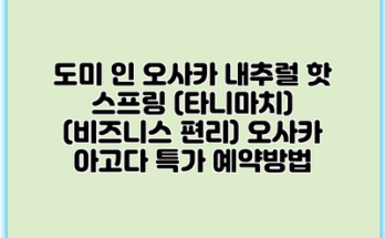 도미 인 오사카 내추럴 핫 스프링 (타니마치) (비즈니스 편리) 오사카 아고다 특가 예약방법