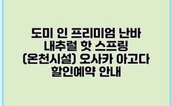 도미 인 프리미엄 난바 내추럴 핫 스프링 (온천시설) 오사카 아고다 할인예약 안내