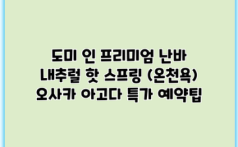 도미 인 프리미엄 난바 내추럴 핫 스프링 (온천욕) 오사카 아고다 특가 예약팁