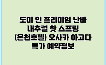도미 인 프리미엄 난바 내추럴 핫 스프링 (온천호텔) 오사카 아고다 특가 예약정보