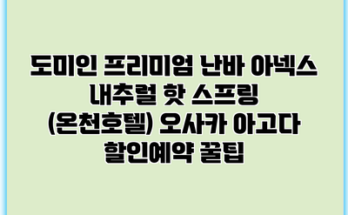 도미인 프리미엄 난바 아넥스 내추럴 핫 스프링 (온천호텔) 오사카 아고다 할인예약 꿀팁