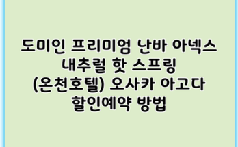 도미인 프리미엄 난바 아넥스 내추럴 핫 스프링 (온천호텔) 오사카 아고다 할인예약 방법