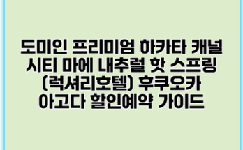 도미인 프리미엄 하카타 캐널 시티 마에 내추럴 핫 스프링 (럭셔리호텔) 후쿠오카 아고다 할인예약 가이드