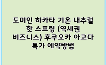 도미인 하카타 기온 내추럴 핫 스프링 (역세권 비즈니스) 후쿠오카 아고다 특가 예약방법