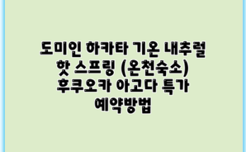도미인 하카타 기온 내추럴 핫 스프링 (온천숙소) 후쿠오카 아고다 특가 예약방법