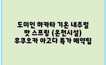 도미인 하카타 기온 내추럴 핫 스프링 (온천시설) 후쿠오카 아고다 특가 예약팁