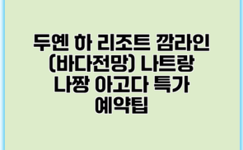 두옌 하 리조트 깜라인 (바다전망) 나트랑 나짱 아고다 특가 예약팁