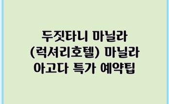 두짓타니 마닐라 (럭셔리호텔) 마닐라 아고다 특가 예약팁
