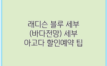 래디슨 블루 세부 (바다전망) 세부 아고다 할인예약 팁