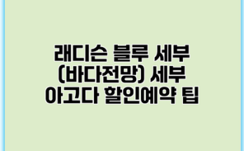 래디슨 블루 세부 (바다전망) 세부 아고다 할인예약 팁