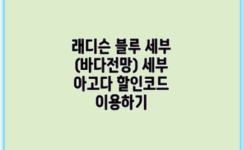 래디슨 블루 세부 (바다전망) 세부 아고다 할인코드 이용하기