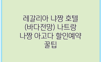 레갈리아 냐짱 호텔 (바다전망) 나트랑 나짱 아고다 할인예약 꿀팁