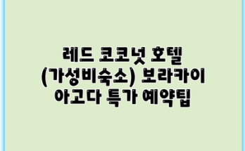 레드 코코넛 호텔 (가성비숙소) 보라카이 아고다 특가 예약팁