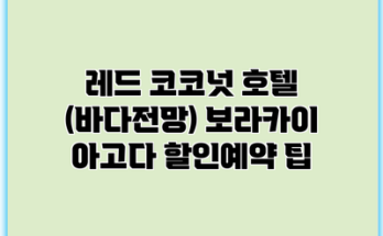 레드 코코넛 호텔 (바다전망) 보라카이 아고다 할인예약 팁