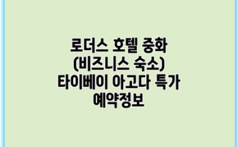 로더스 호텔 중화 (비즈니스 숙소) 타이베이 아고다 특가 예약정보