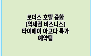 로더스 호텔 중화 (역세권 비즈니스) 타이베이 아고다 특가 예약팁
