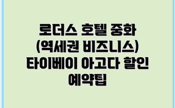 로더스 호텔 중화 (역세권 비즈니스) 타이베이 아고다 할인 예약팁